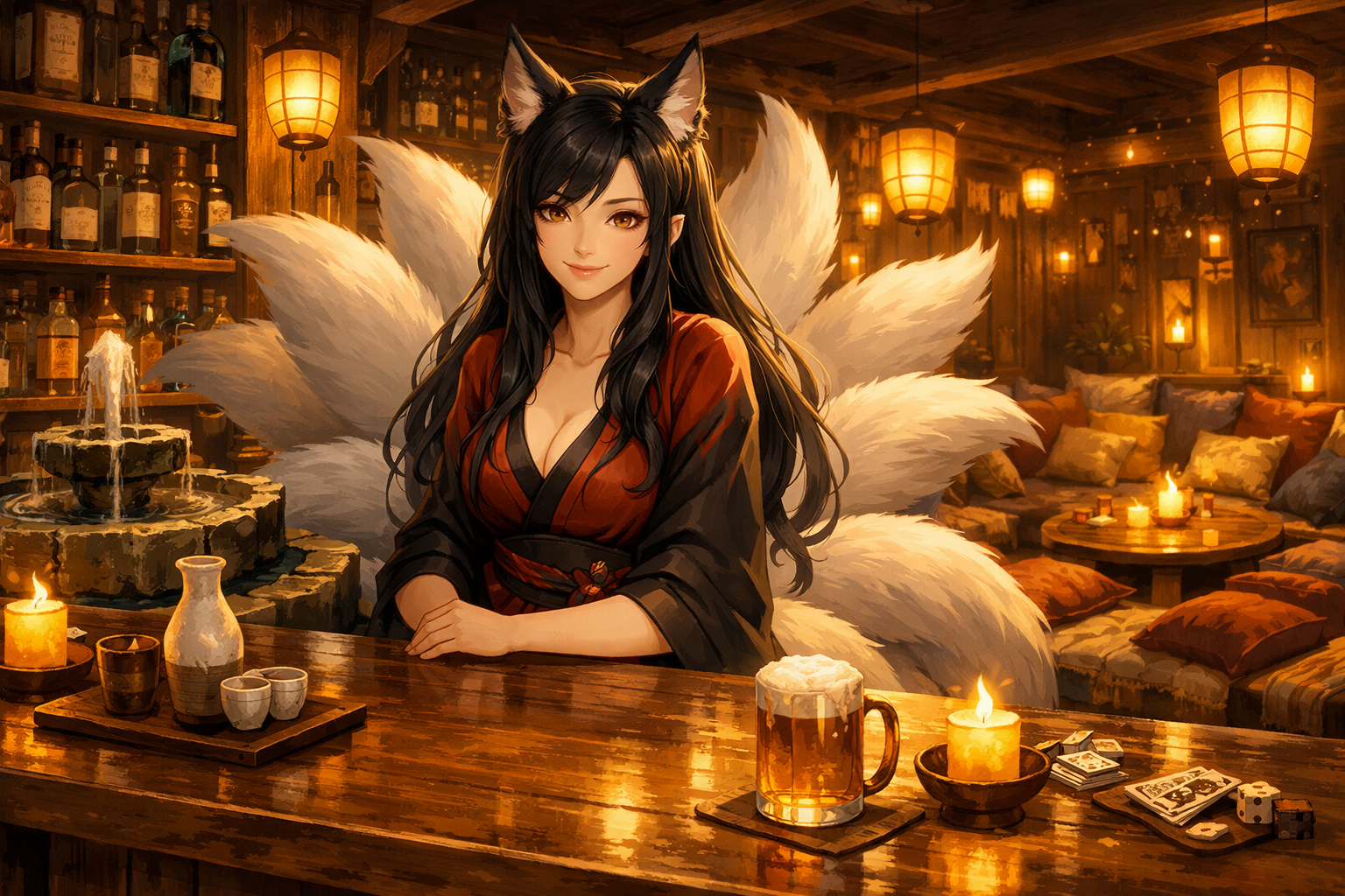 Cover art for The Kitsune’s Tavern, a cozy scenario on AI Dungeon