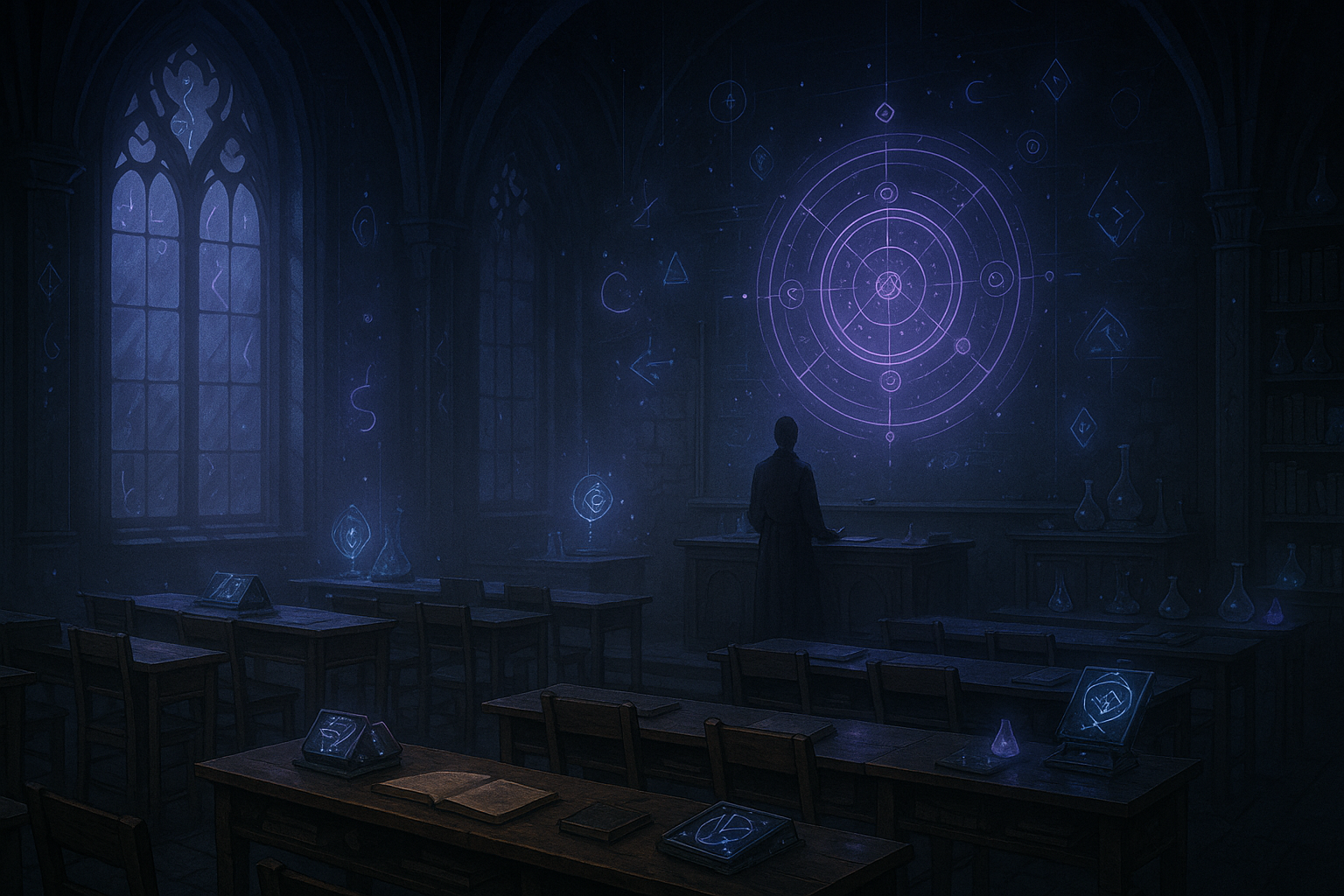 Cover art for EIDOLON: The Hidden Academy, a gift scenario on AI Dungeon