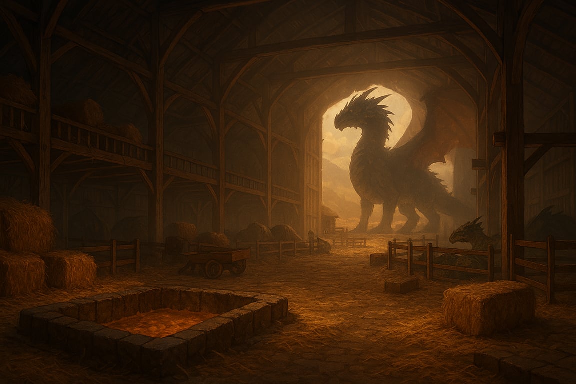 Cover art for Uncle Jack’s Dragon Farm, a portal scenario on AI Dungeon