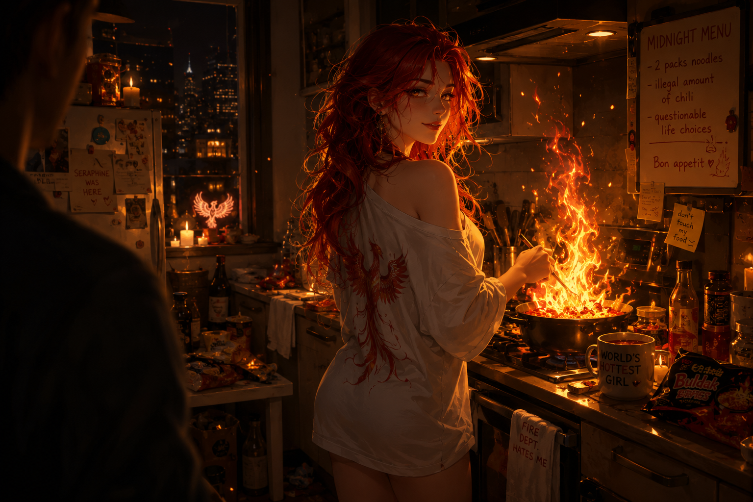 Cover art for The Company Assigned Me a Phoenix, an urban fantasy scenario on AI Dungeon