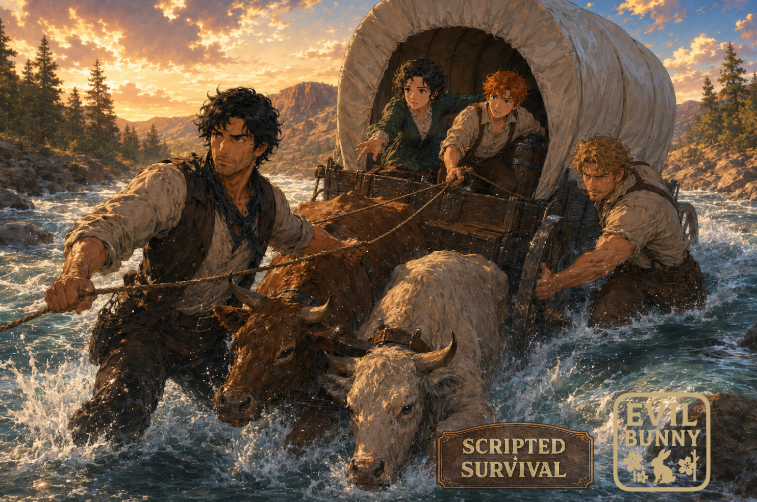 Cover art for What We Carry West: An Oregon Trail Story, a western scenario on AI Dungeon