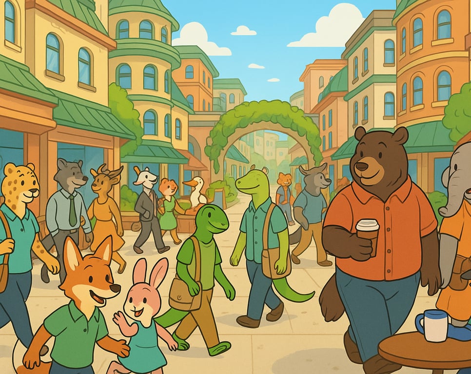 Cover art for City of Virelia (Furry World), a furry scenario on AI Dungeon