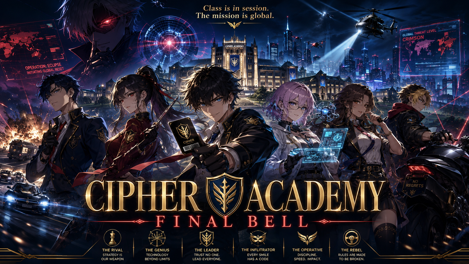 Cover art for Cipher Academy, a spy world on Voyage