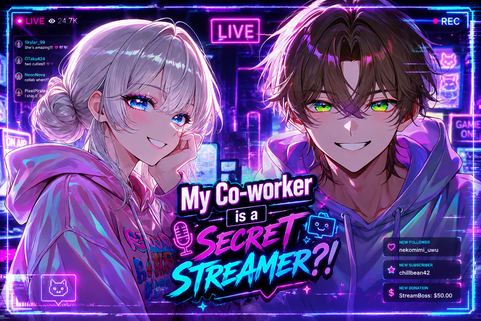 Cover art for My Coworker is a Secret Streamer?!, a gothai scenario on AI Dungeon