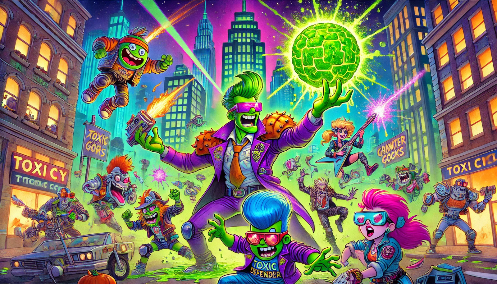 Cover art for Toxi City: Mutant Mayhem, a cartoon scenario on AI Dungeon