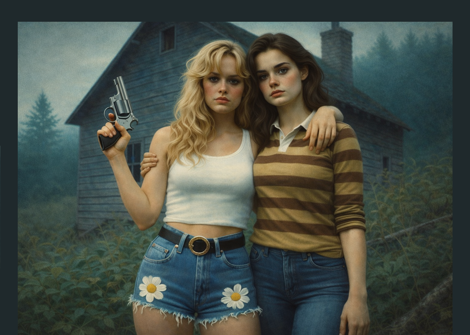 Cover art for Mists Over Weeping Pines, a horror scenario on AI Dungeon