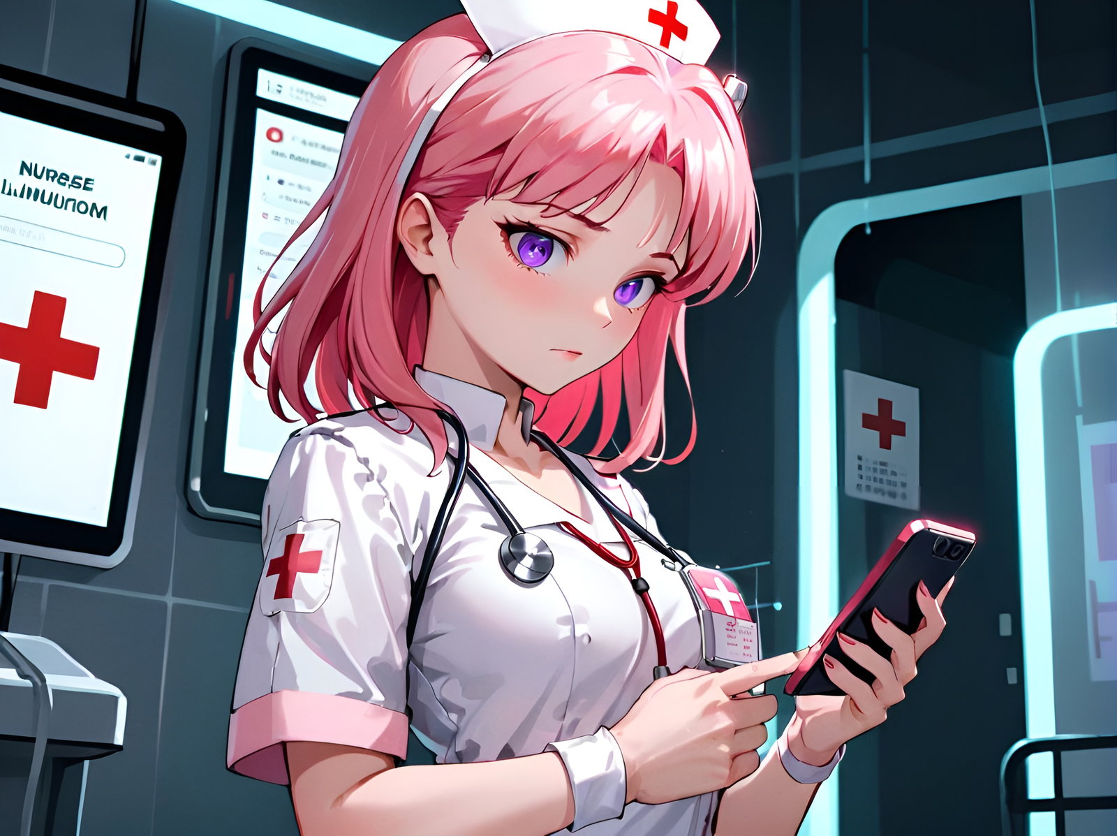 Cover art for a Stressful Nursing, a hospital scenario on AI Dungeon