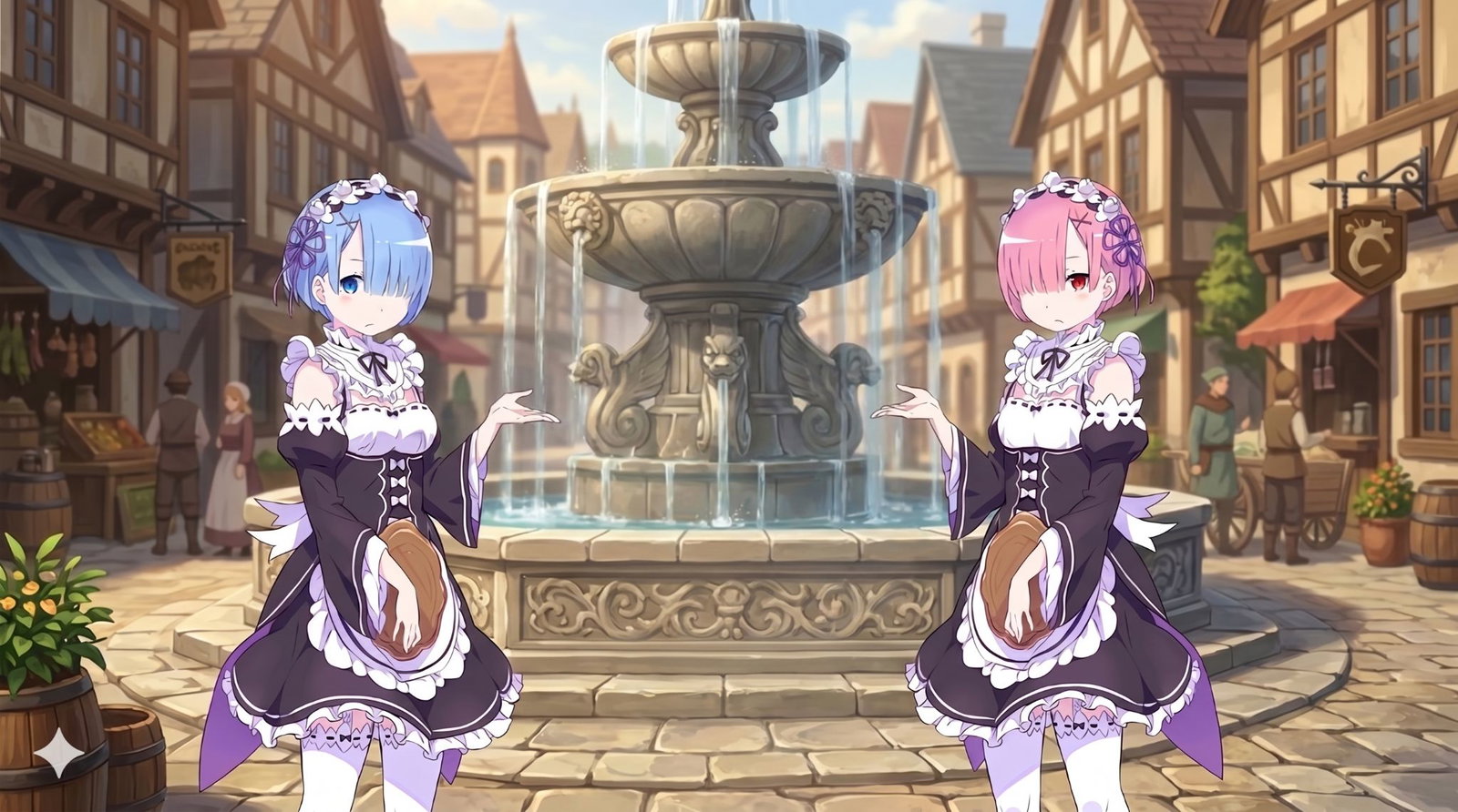 Cover art for 🩷✨ FANTASY FRIDAY — MONSTER GIRL DATE — Rem or Ram! 💫🩵, a romance scenario on AI Dungeon
