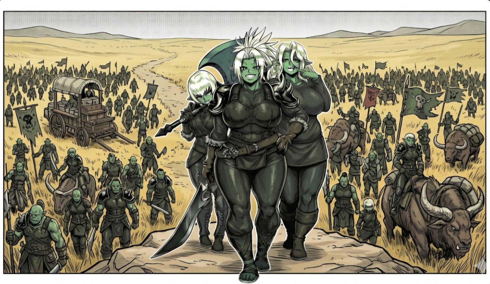 Cover art for ORC GALS LOVE BEAUTIFUL GIRLS!, a monster girl scenario on AI Dungeon