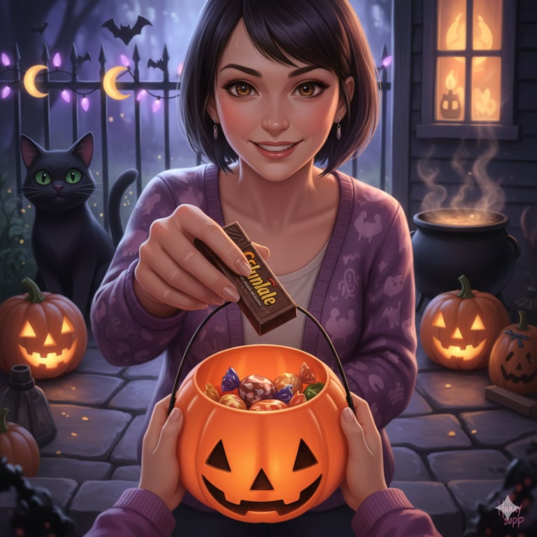 Cover art for 👻🎃Trick or Treat Simulator!🍫🍬🍭, a spoopytember scenario on AI Dungeon