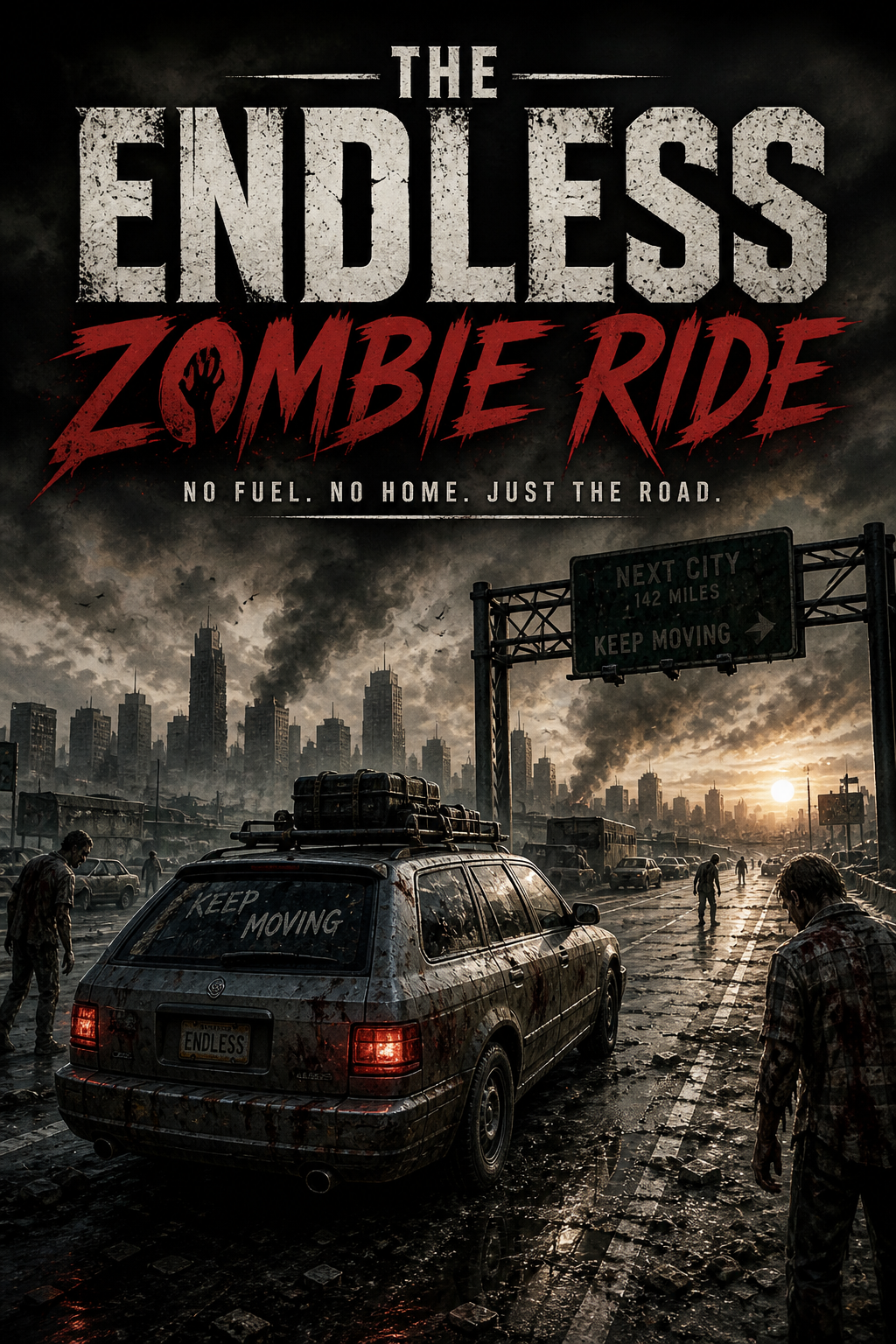 Cover art for The Endless Zombie Ride, a journey scenario on AI Dungeon