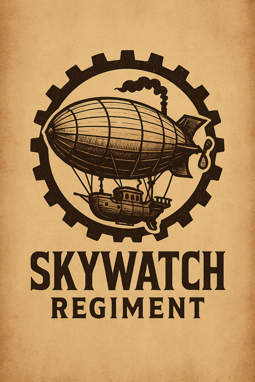Cover art for Skywatch: The Brass Regiment, a steampunk scenario on AI Dungeon
