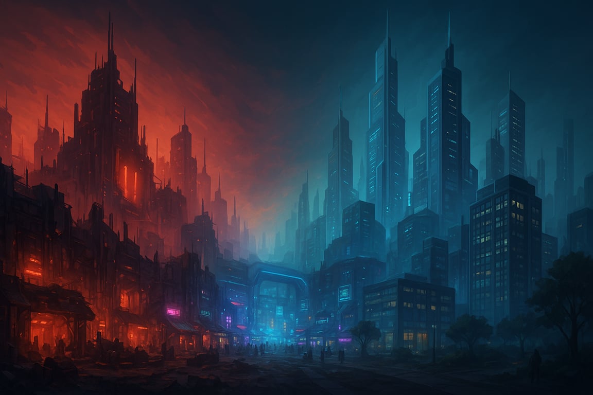 Cover art for Obsidian Reach City, a dystopian scenario on AI Dungeon