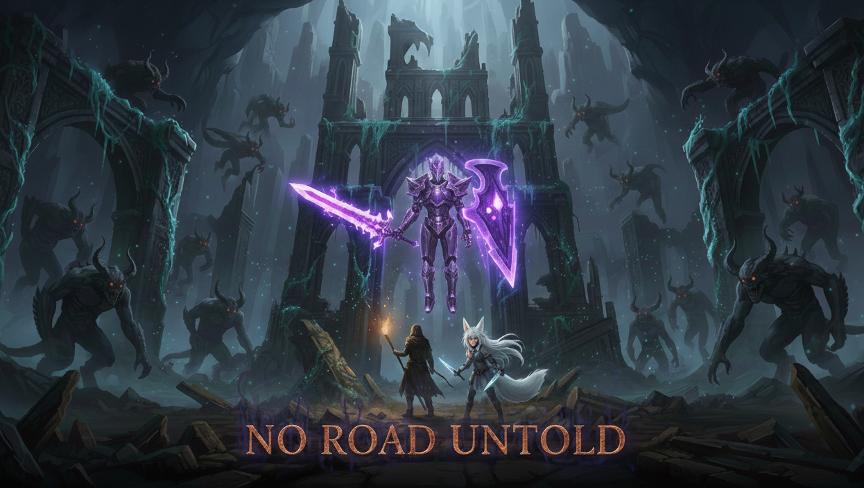 Cover art for No Road Untold , an isekai scenario on AI Dungeon