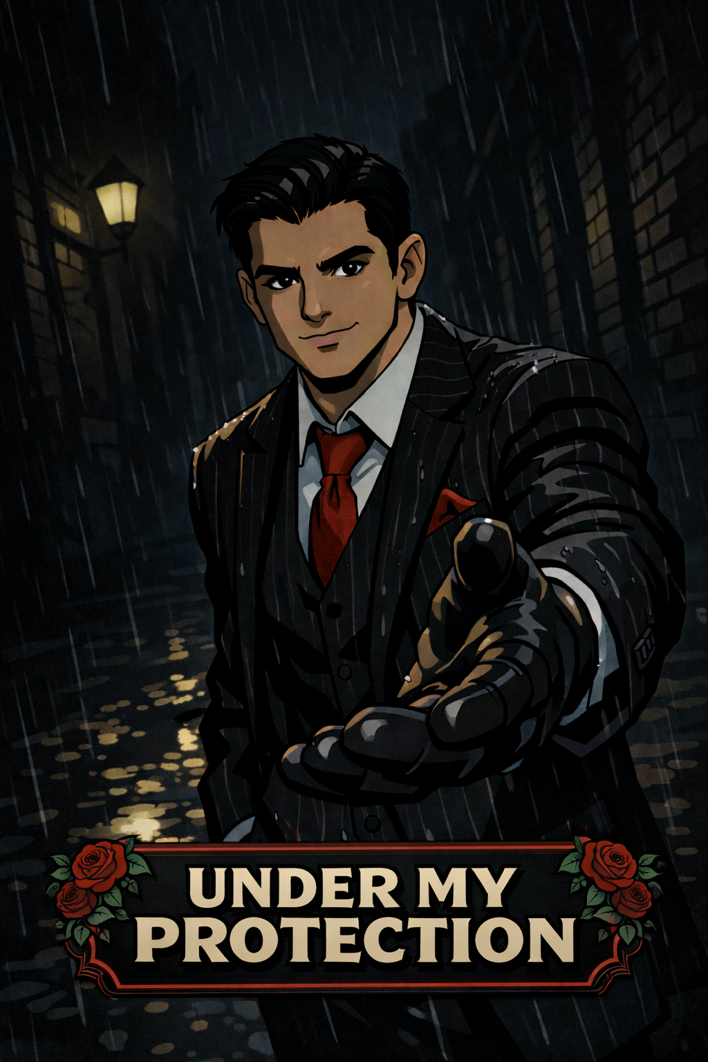 Cover art for "Under My Protection.", a mafia scenario on AI Dungeon