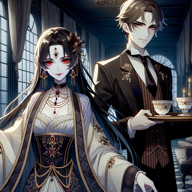 Cover art for Modern Servant to an Ancient Vampire, a vampire scenario on AI Dungeon
