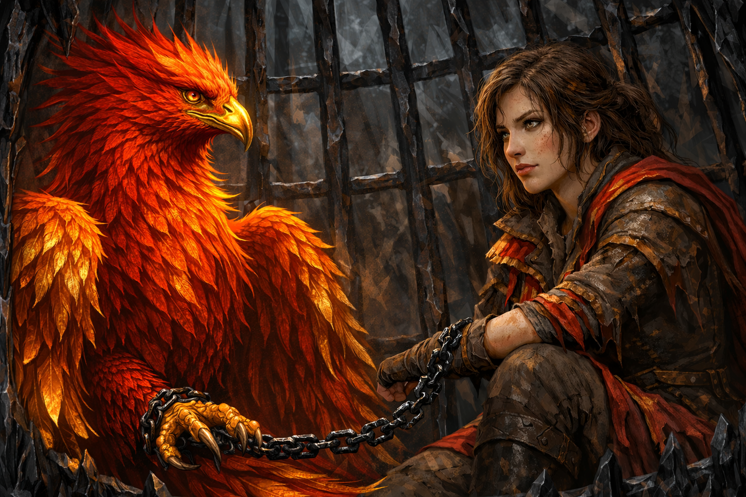 Cover art for Chained together, a phoenix scenario on AI Dungeon