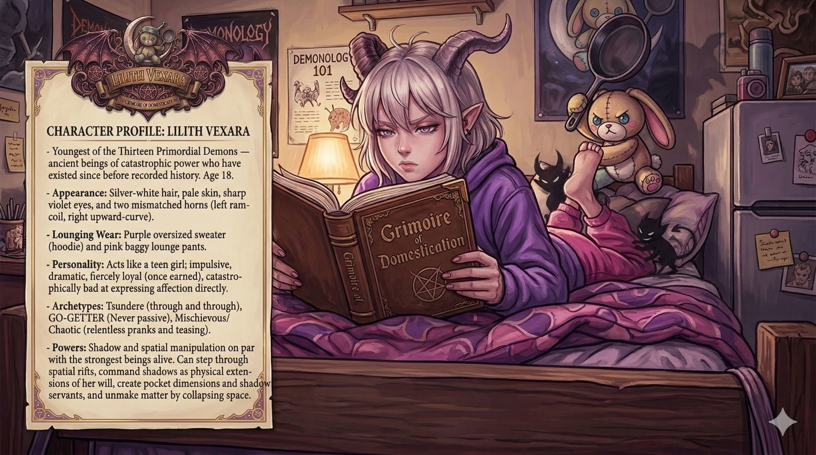 Cover art for Lilith Vexara ☆ Primordial Demon Roommate, an inner self scenario on AI Dungeon