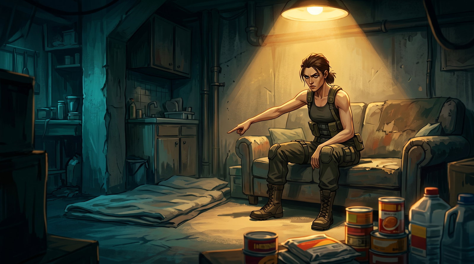Cover art for HER Bunker, HER Rules, a romance scenario on AI Dungeon