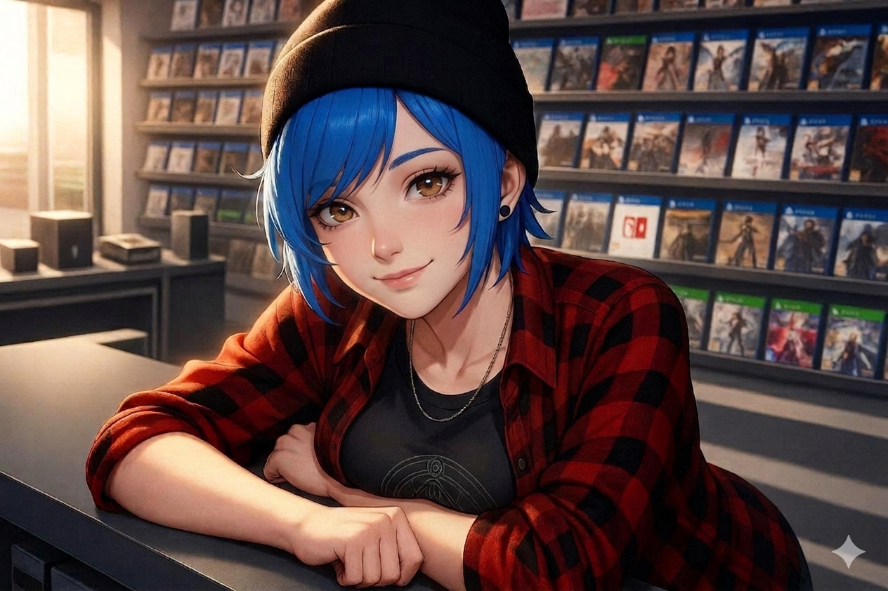 Cover art for Game Store Tomboy, a slice of life scenario on AI Dungeon