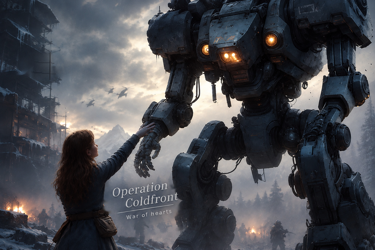 Cover art for Operation Coldfront: War of hearts, a mecha scenario on AI Dungeon