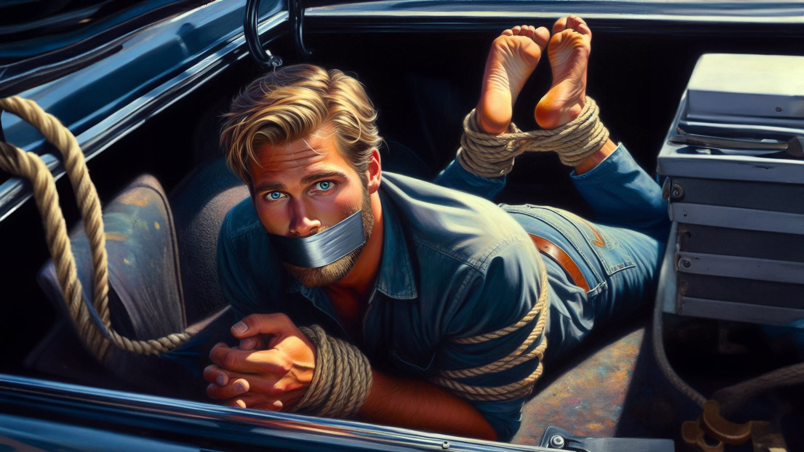 Cover art for Tied Up In The Trunk, a mystery scenario on AI Dungeon
