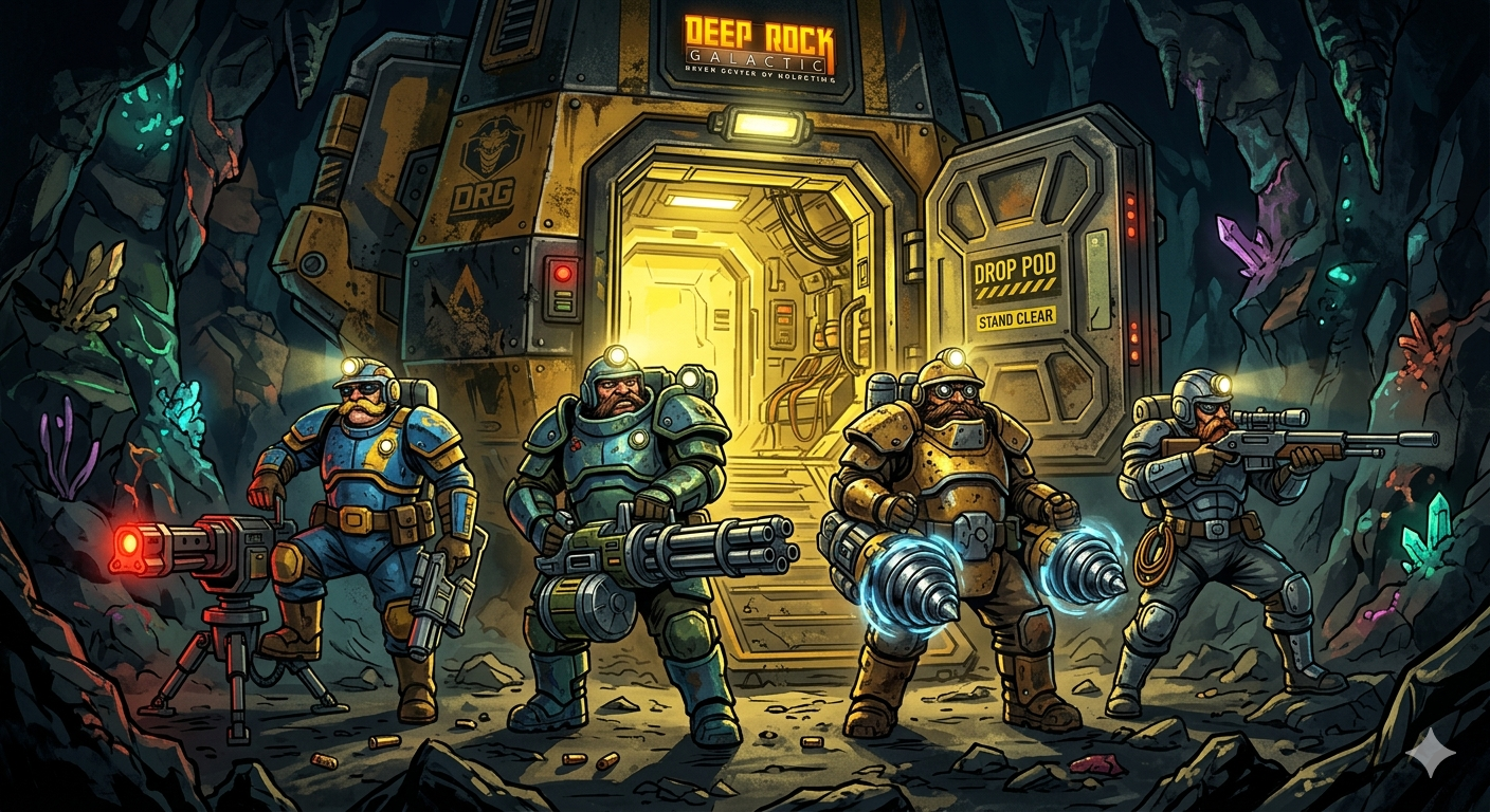 Cover art for Deep rock galactic , a sci fi scenario on AI Dungeon