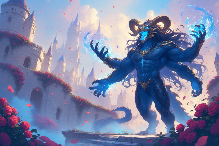 Cover art for The Beast of Lazili, a beauty and the beast scenario on AI Dungeon