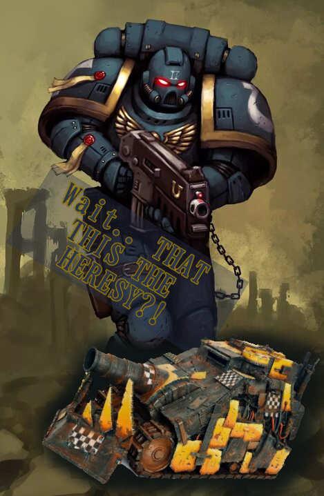 Cover art for Warhammer 40k. Living cars of the orcs!, a warhammer scenario on AI Dungeon