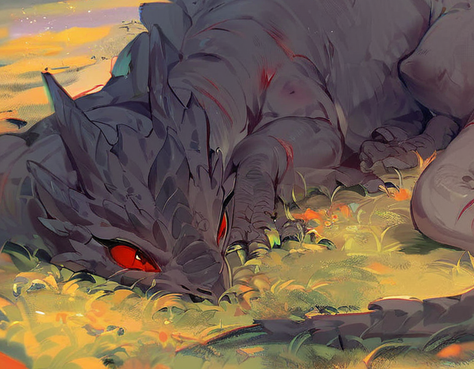 Cover art for The Injured Dragon, a dragon scenario on AI Dungeon