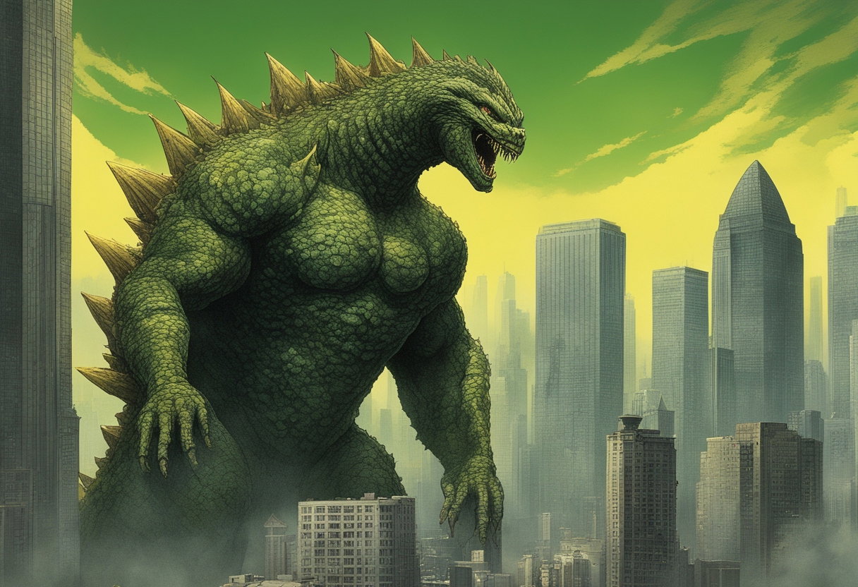 Cover art for Kill That Thing!! 2 (Godzilla), a godzilla scenario on AI Dungeon