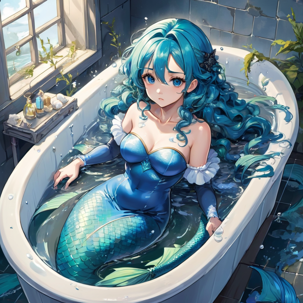 Cover art for Mermaid in your bathtub, a fantasy scenario on AI Dungeon