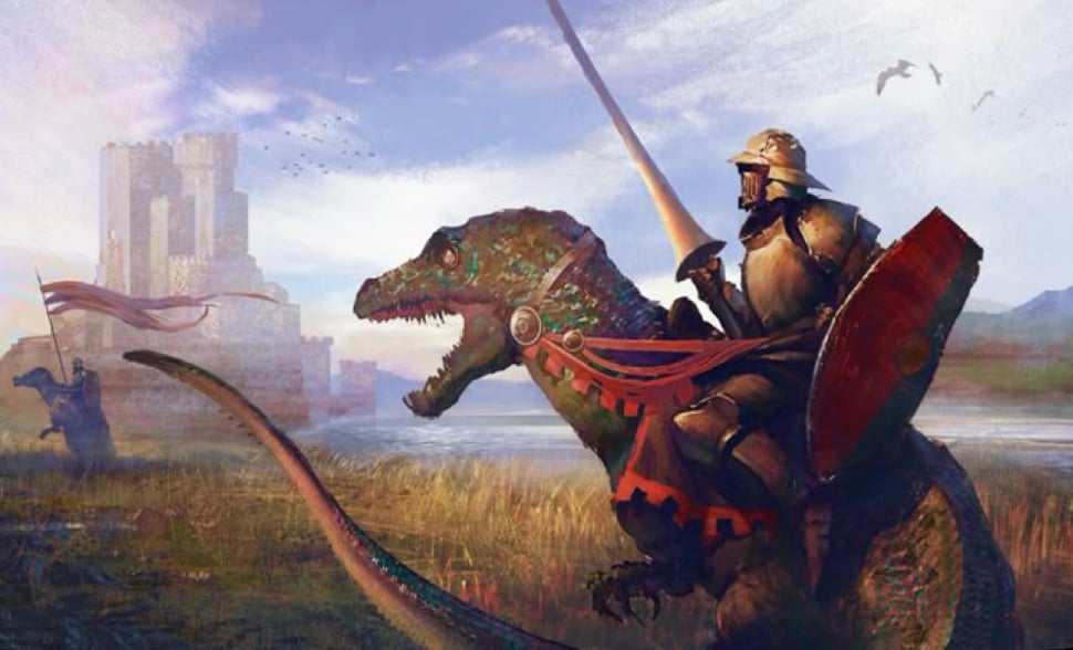 Cover art for Knights of the Mesozoic, a prehistoric scenario on AI Dungeon
