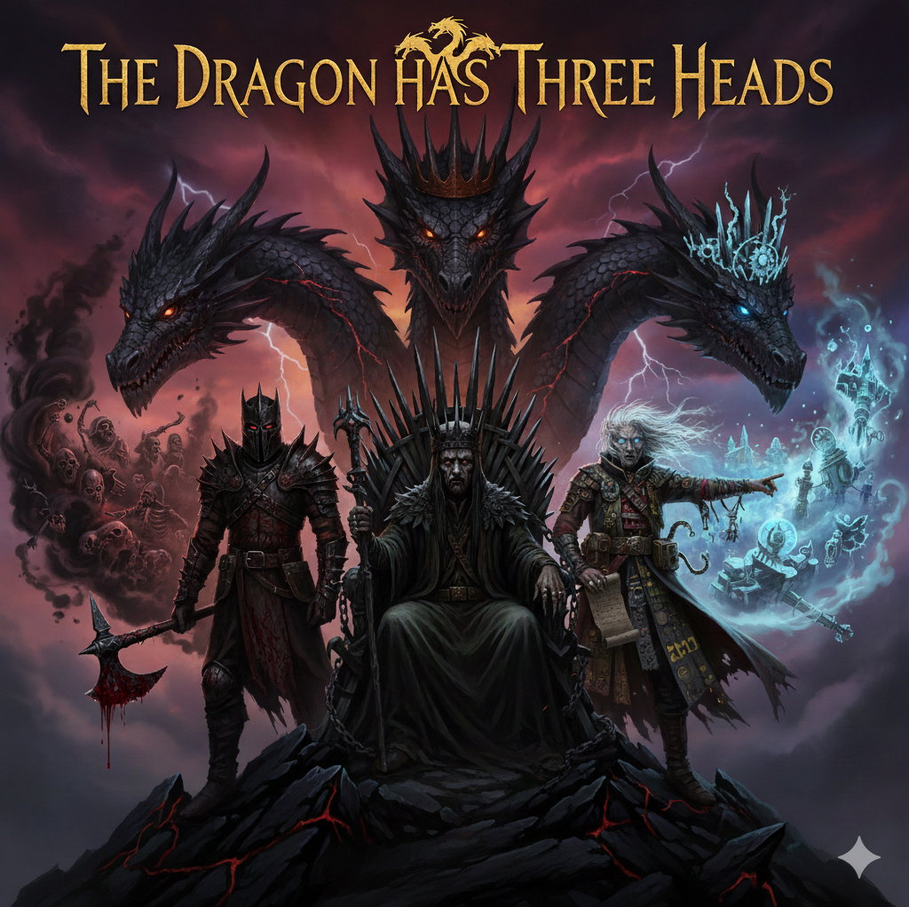 Cover art for The Dragon Has Three Heads, an action scenario on AI Dungeon