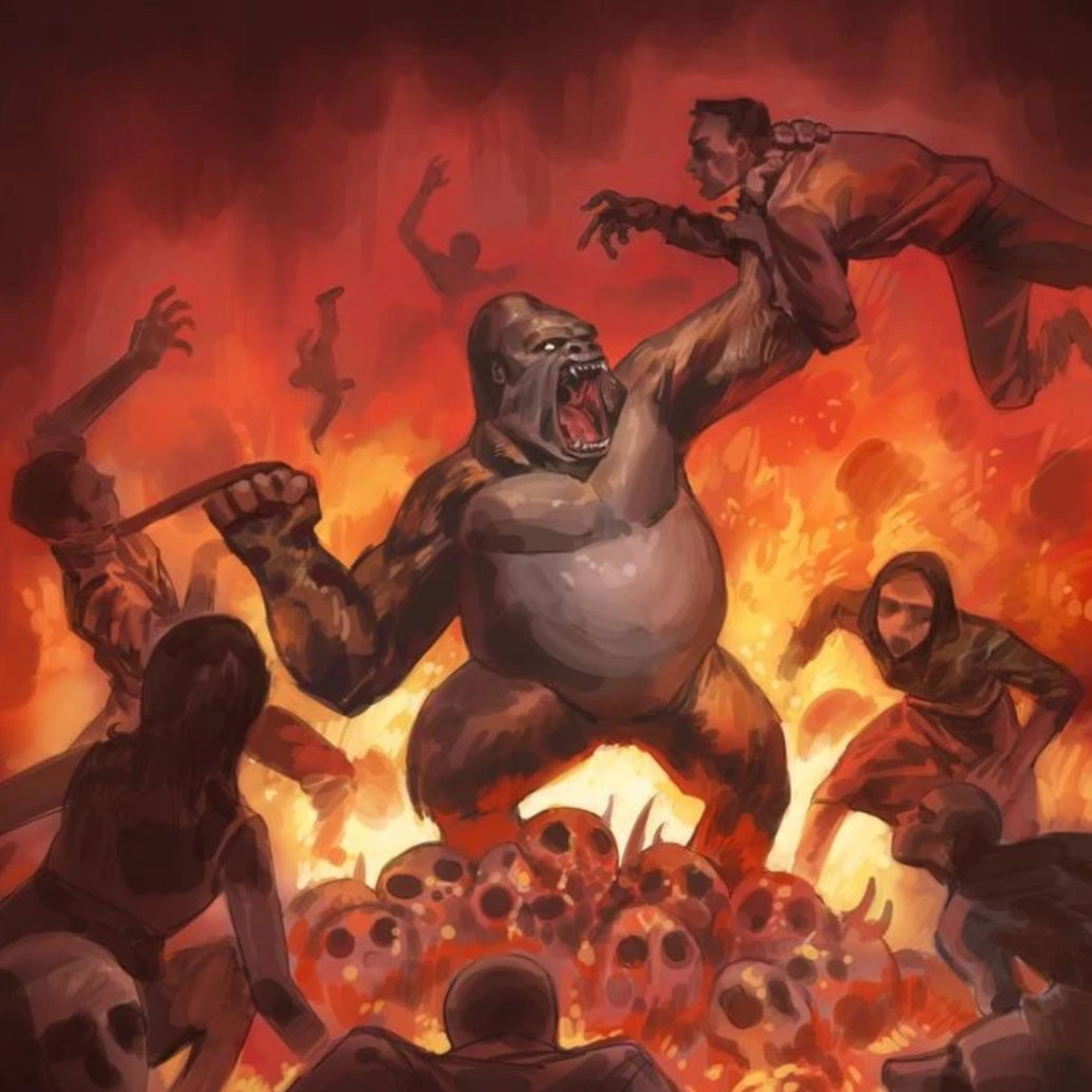 Cover art for 100 Men VS a Gorilla, a man vs beast scenario on AI Dungeon