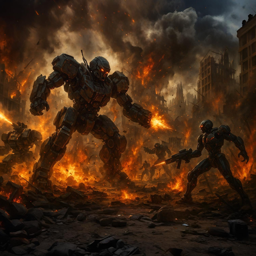 Cover art for Last Stand: Machine Dominion, a cyberpunk scenario on AI Dungeon