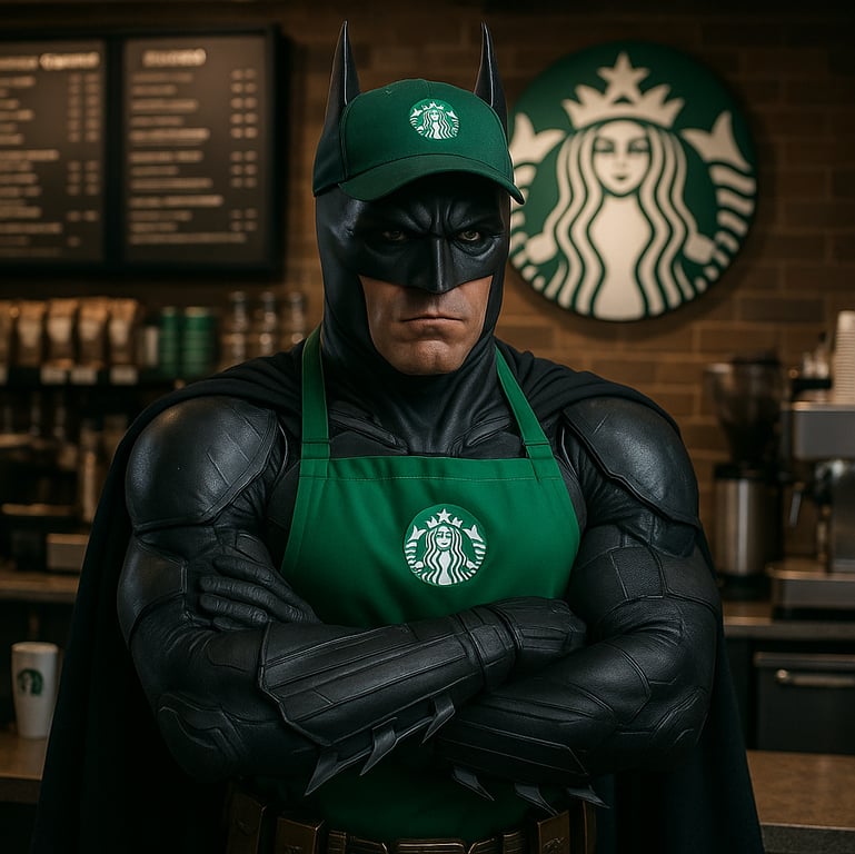 Cover art for Batman as a Barista, a batman scenario on AI Dungeon