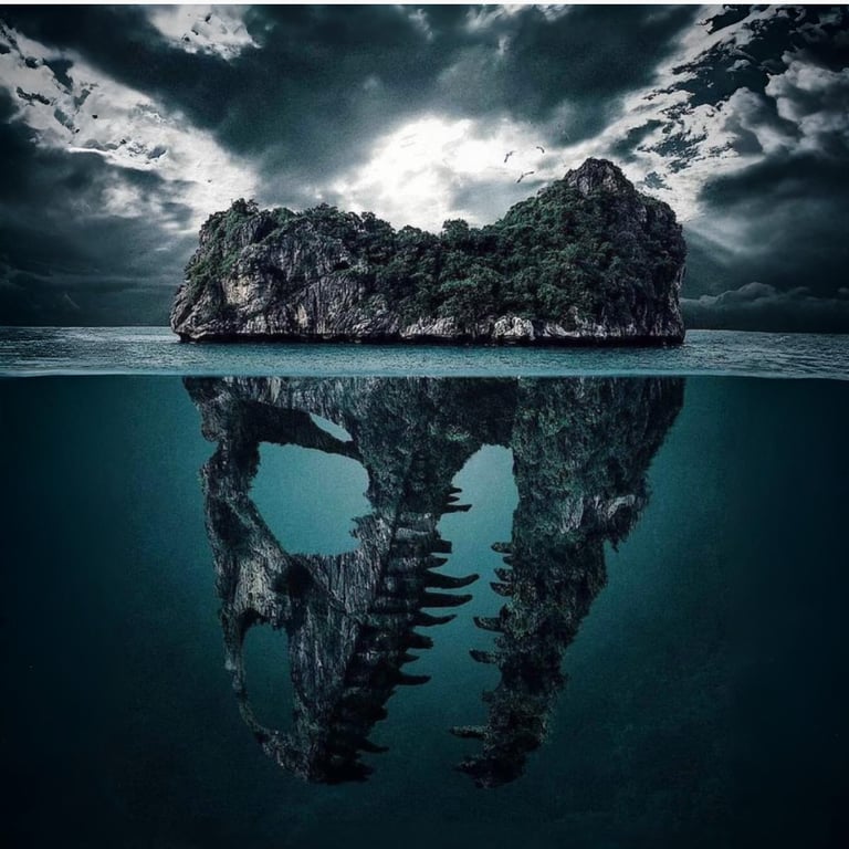 Cover art for T. Rex Island, a prehistoric scenario on AI Dungeon