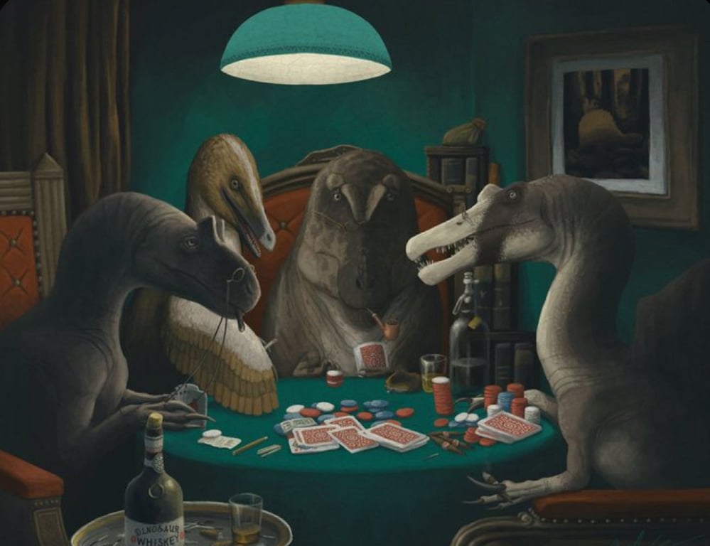 Cover art for Theropoker, a dinosaurs scenario on AI Dungeon