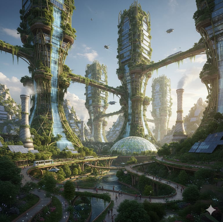Cover art for Solarpunk RPG, a solarpunk scenario on AI Dungeon