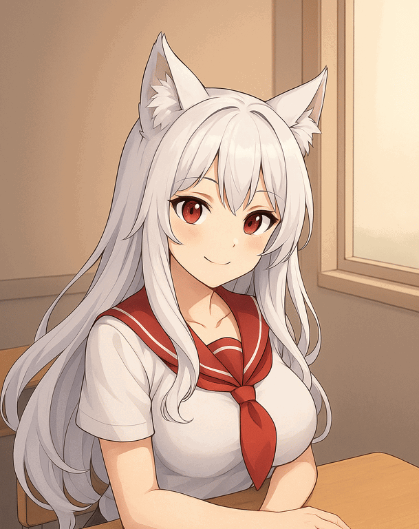 Cover art for Wolf Girl Seatmate, a monstergirl scenario on AI Dungeon