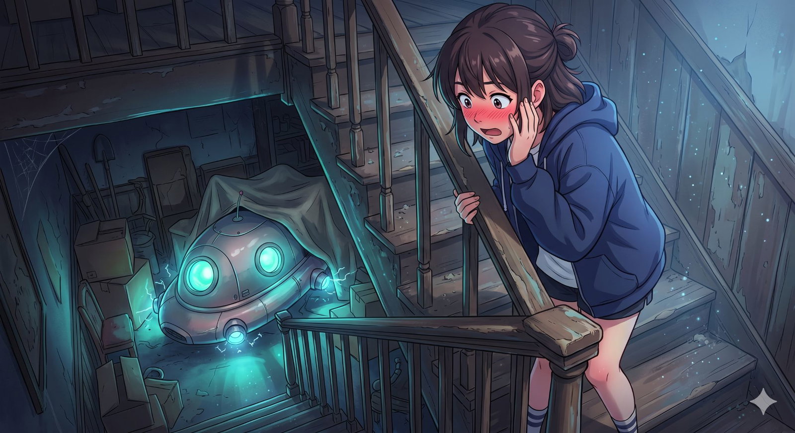 Cover art for Spaceship in Your Basement, a sci fi scenario on AI Dungeon