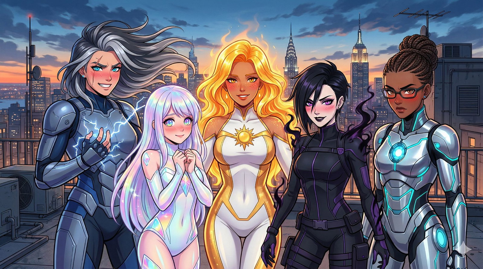 Cover art for Your Flirty Superheroines, a superhero scenario on AI Dungeon