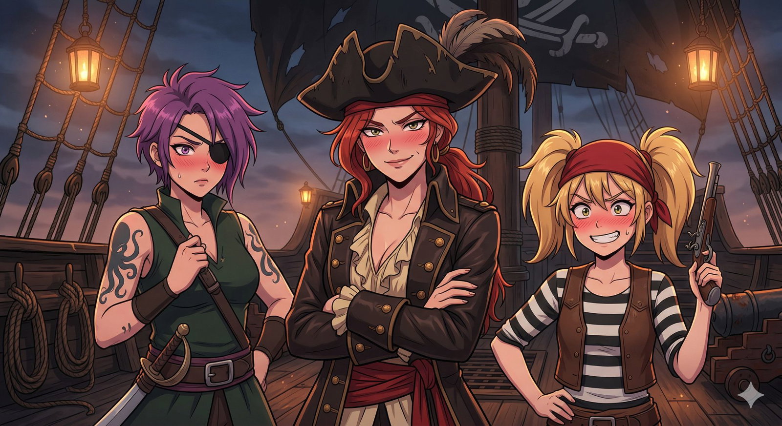 Cover art for Your Flirty Female Crew, a pirates scenario on AI Dungeon