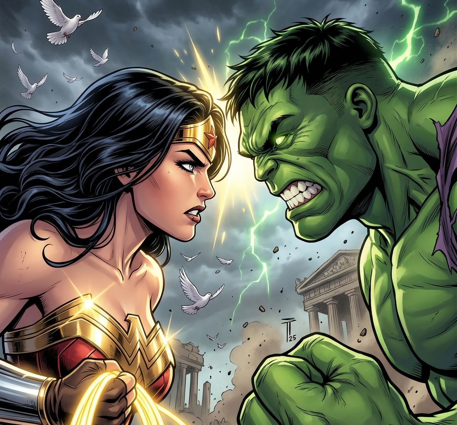 Cover art for Wonder Woman VS Hulk, a superhero scenario on AI Dungeon