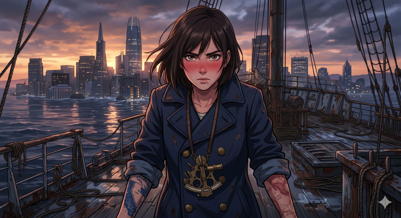 Cover art for The Drowned City Captain, an apocalypse scenario on AI Dungeon