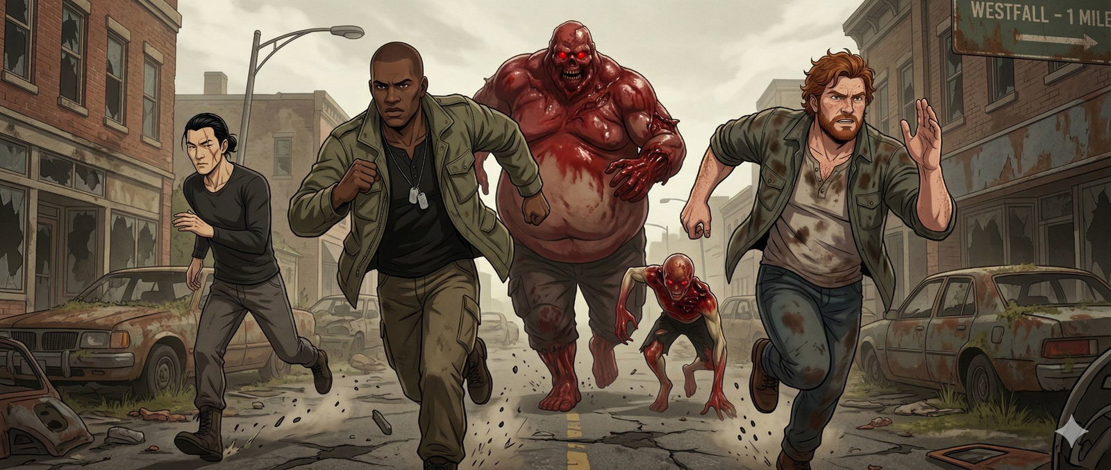 Cover art for Your Flirty Male Enclave, a zombie scenario on AI Dungeon