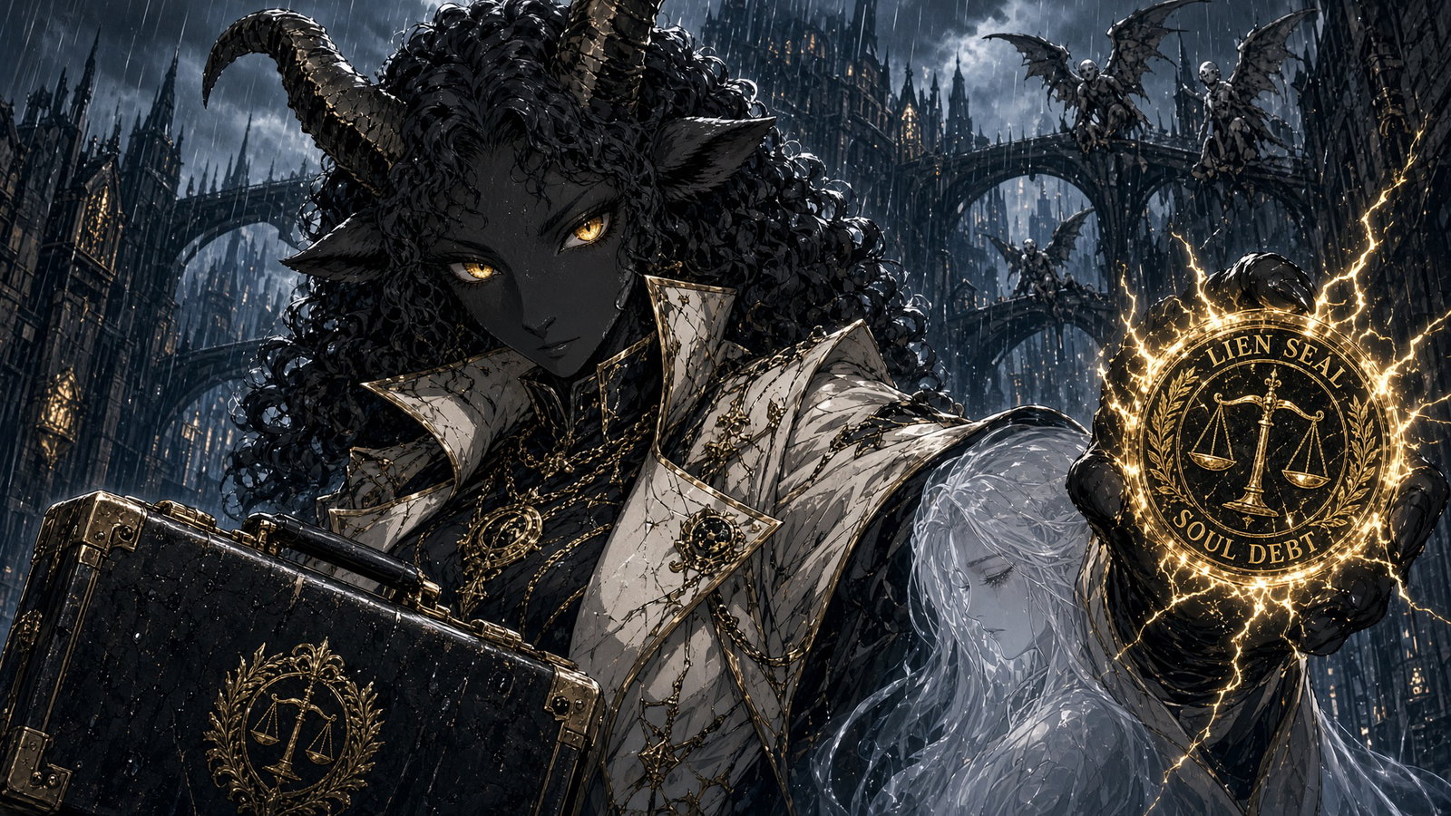 Cover art for Death Has Been Charging Her Interest, a fantasy scenario on AI Dungeon