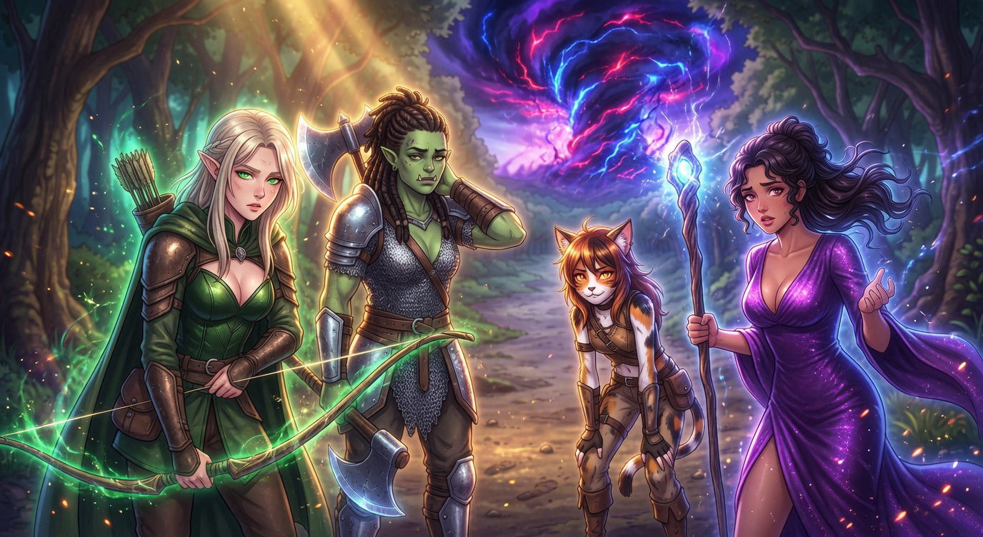 Cover art for The Heroes' Party Are Hot Losers, a fantasy scenario on AI Dungeon