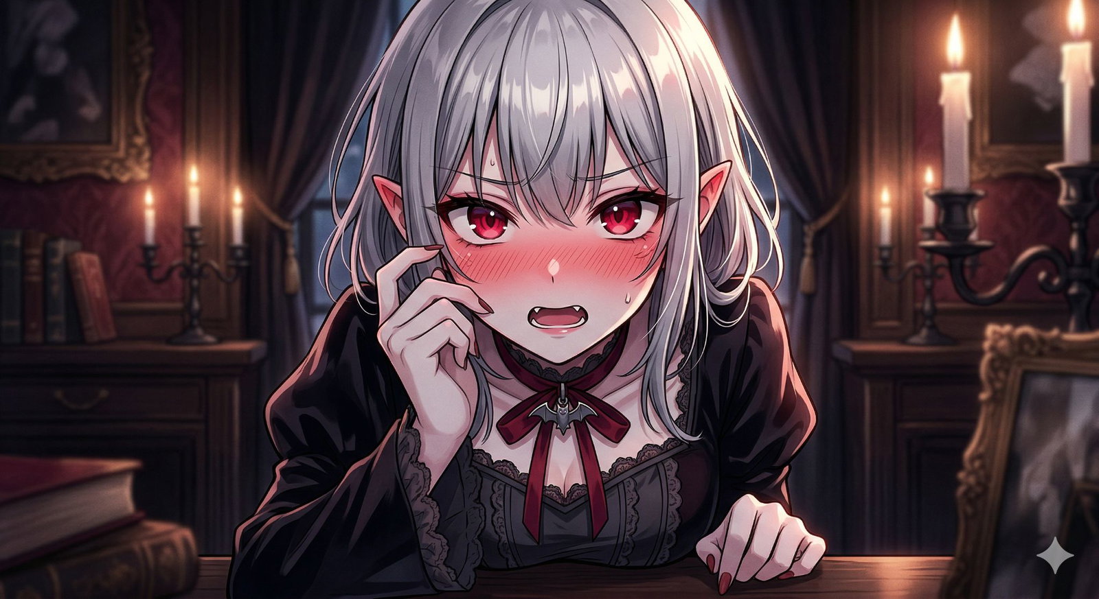 Cover art for Drink? Or Kiss? Vampire Dilemma, a horror scenario on AI Dungeon
